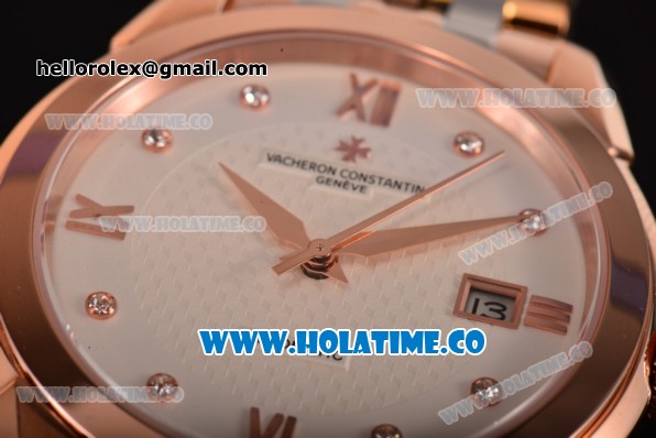 Vacheron Constantin Patrimony Miyota 9015 Automatic Steel/Rose Gold with White Dial and Diamonds/Roman Numeral Markers (YR) - Click Image to Close